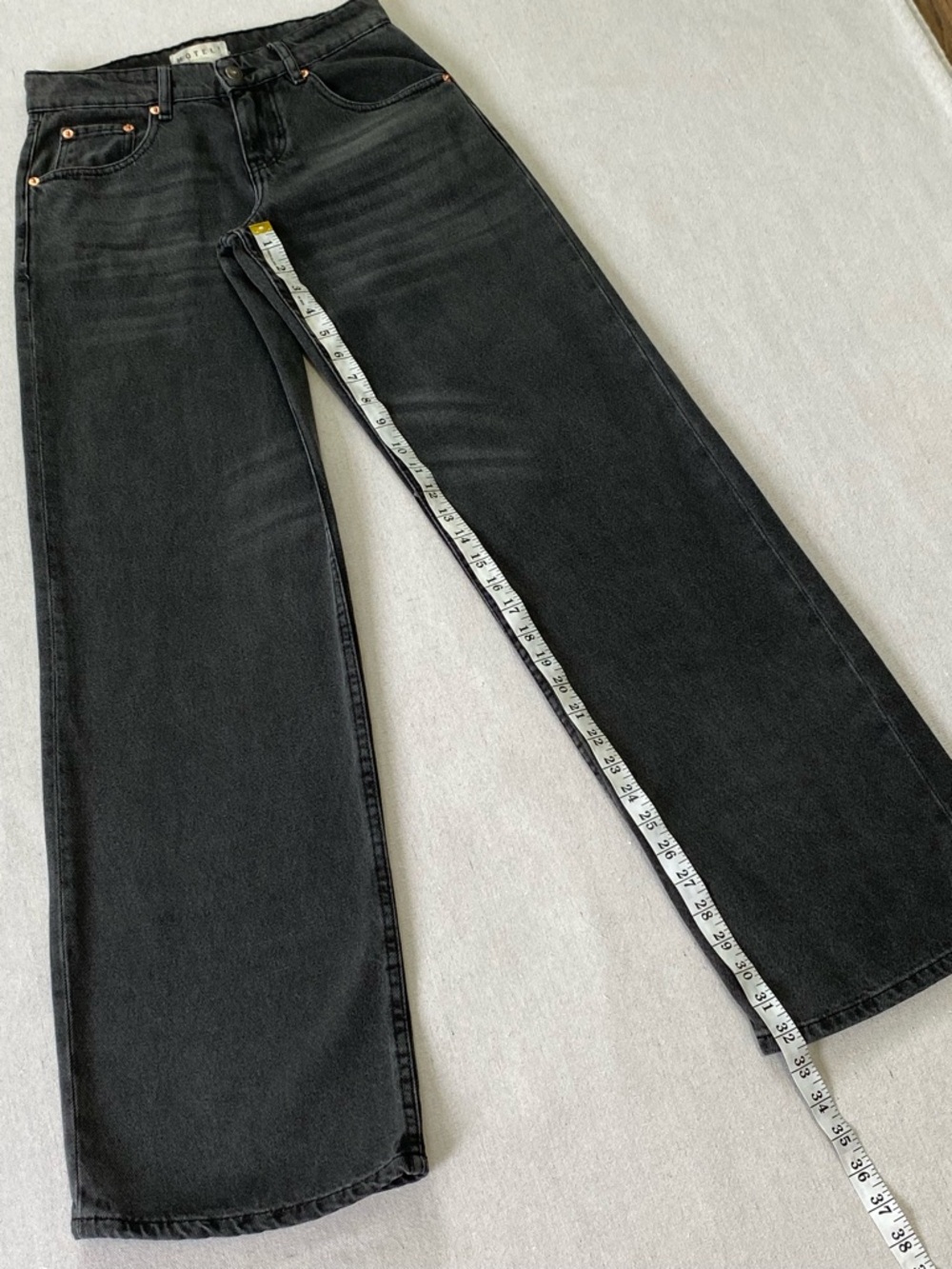 Motel Rocks Low Rise Parallel Jeans In Washed Black Grey - Picture 8 of 14